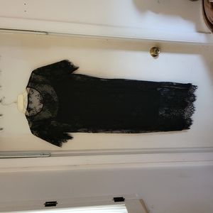 3/4 length black lace vintage dress.